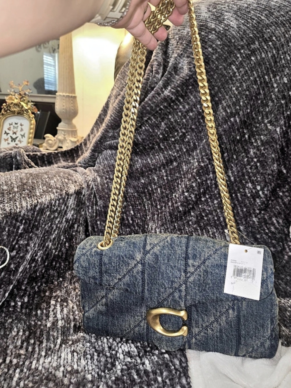 Quilted Tabby Medium Denim Shoulder Bag